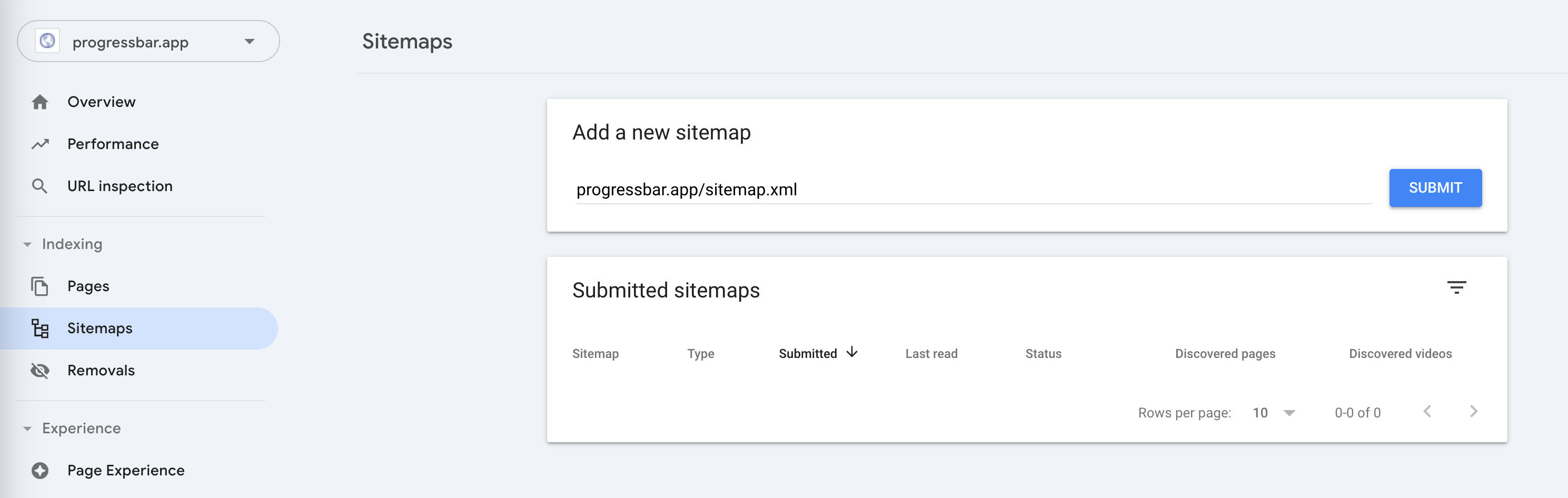 Submit sitemap url