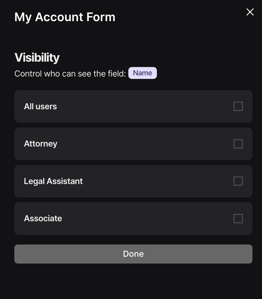 Profile field visibility options