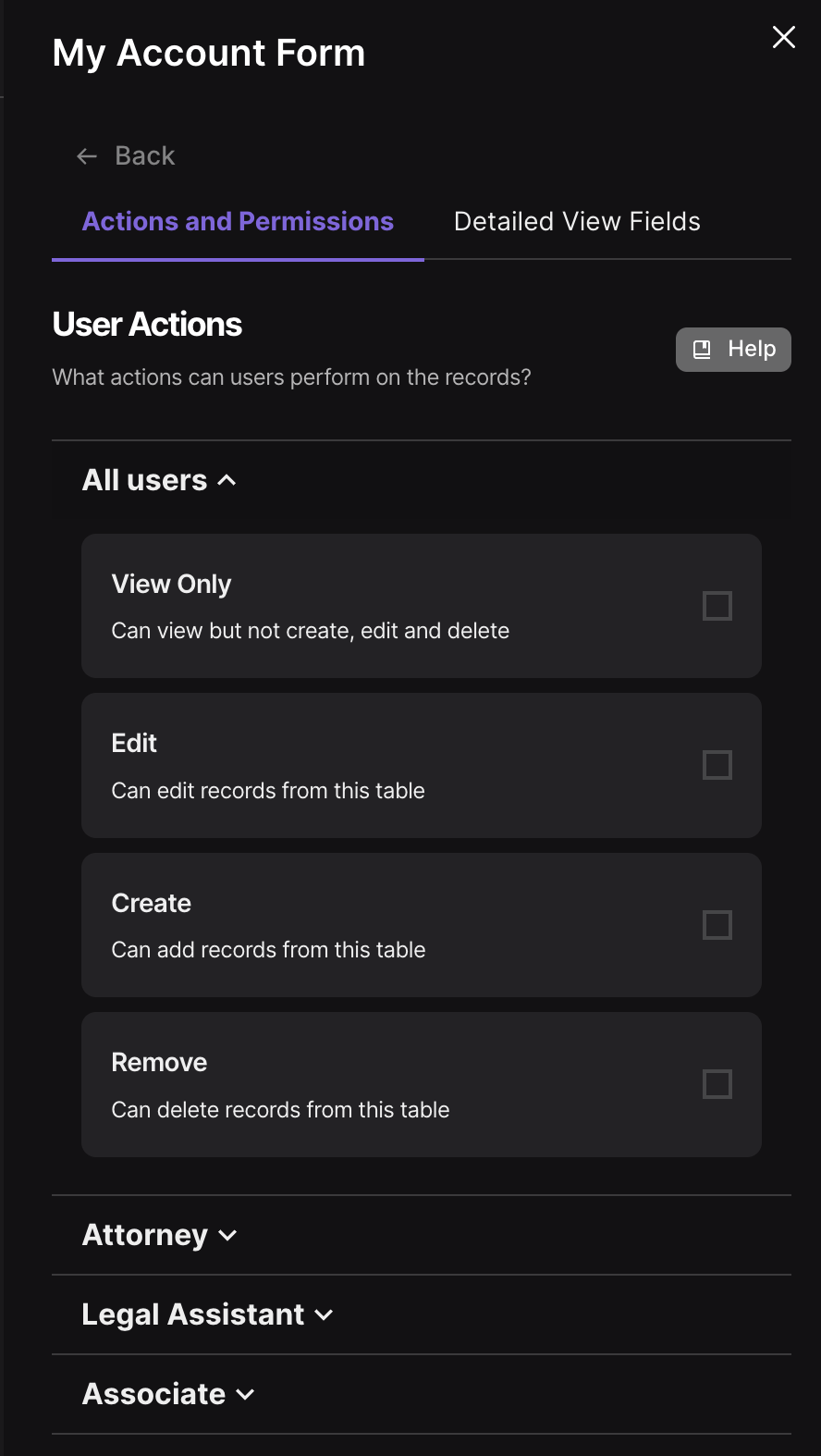 Set permissions for the linked records