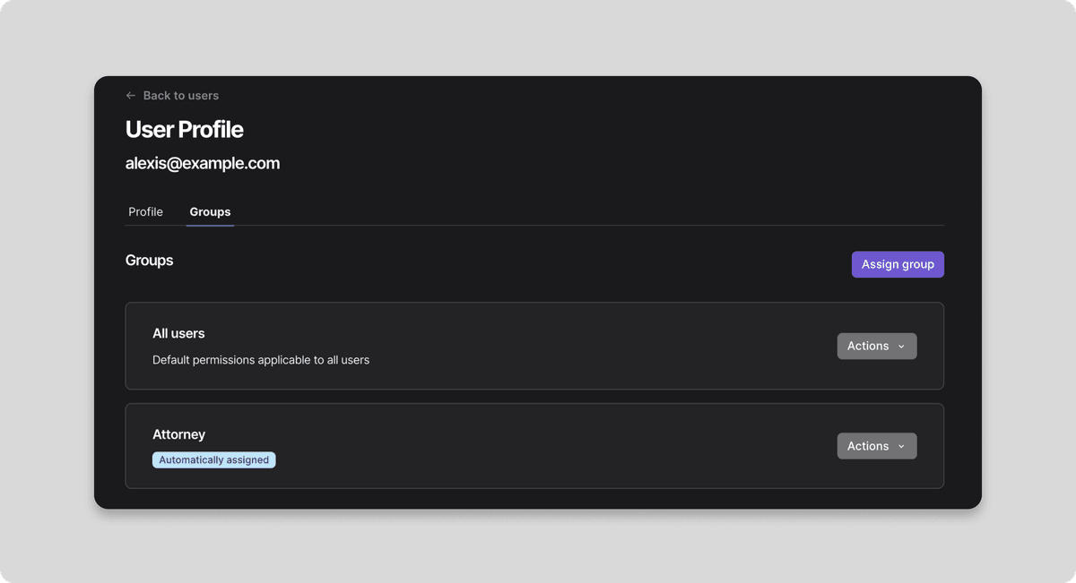 Groups alexis@example.com belongs to