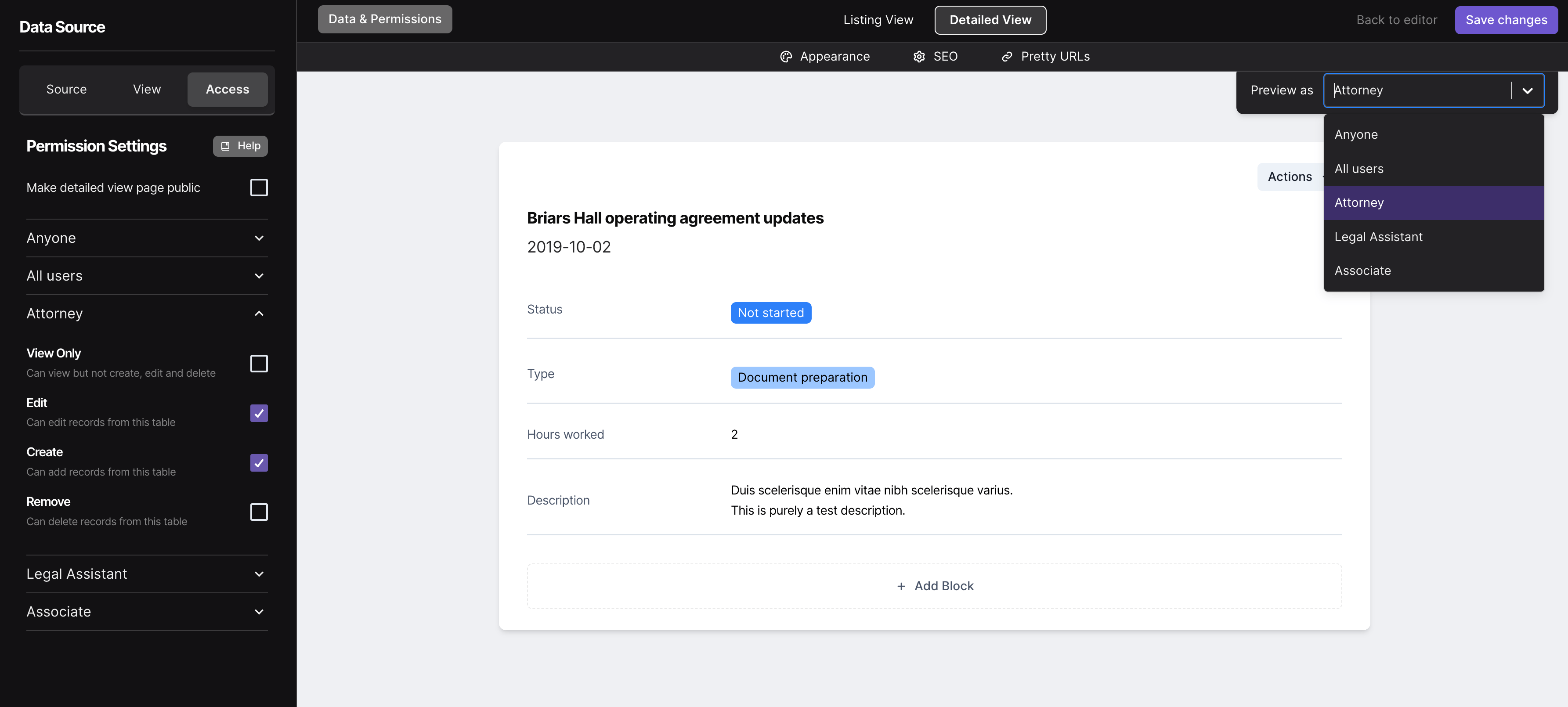 Preview as a user to see the permissions in action